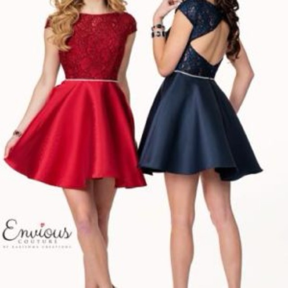 Envious Couture Burgundy Lace A-line Dress